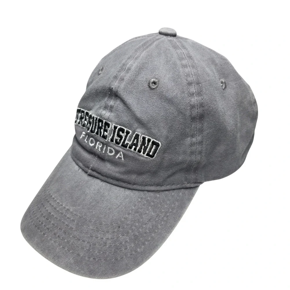 Surf Style Treasure Island Florida Grey Dad Hat Baseball Cap Adjustable Strap‎